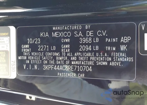 2024 Kia Forte Gt from USA, damaged, VIN 3KPF44AC8RE710704
